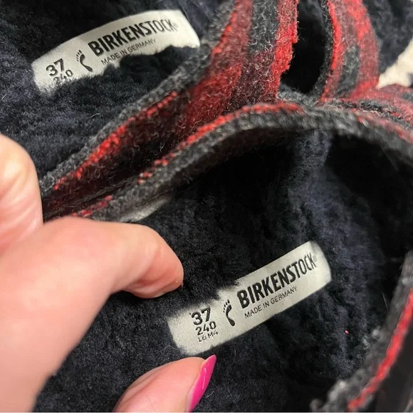 BIRKENSTOCK Sz 37 Arizona Rivet Shearling Sandals RED PLAID Wool (W6 M4) - Picture 9 of 16